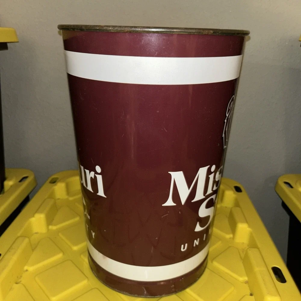 Missouri State University Vintage Metal Trash Can With‎ Some Rust